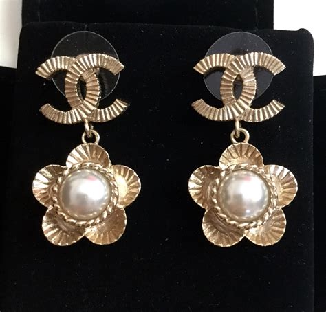 chanel drop earrings fake|vintage chanel pearl drop earrings.